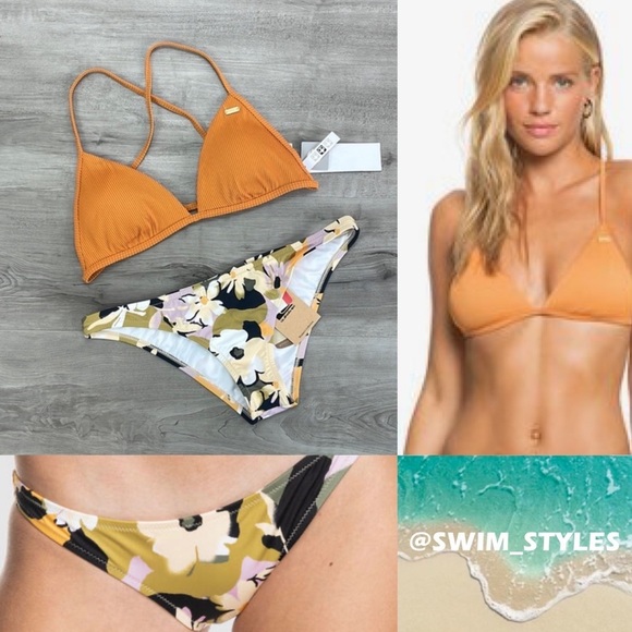 ☀️ROXY☀️ MIND OF FREEDOM FIXED TRI CLASSIC CHEEKY PANT AOP BIKINI SET - Picture 1 of 13